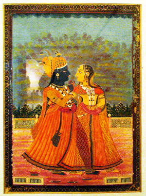 Love scene miniature painting