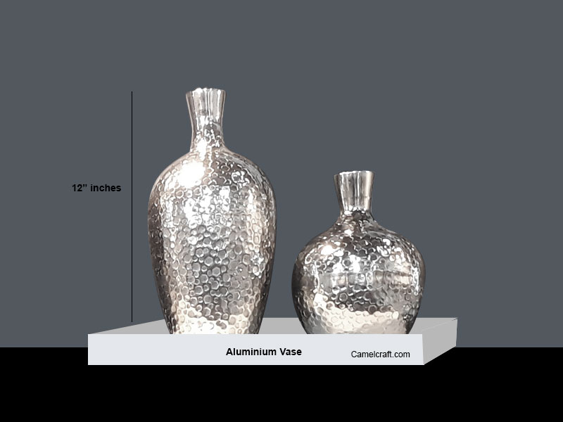 white alluminium vase